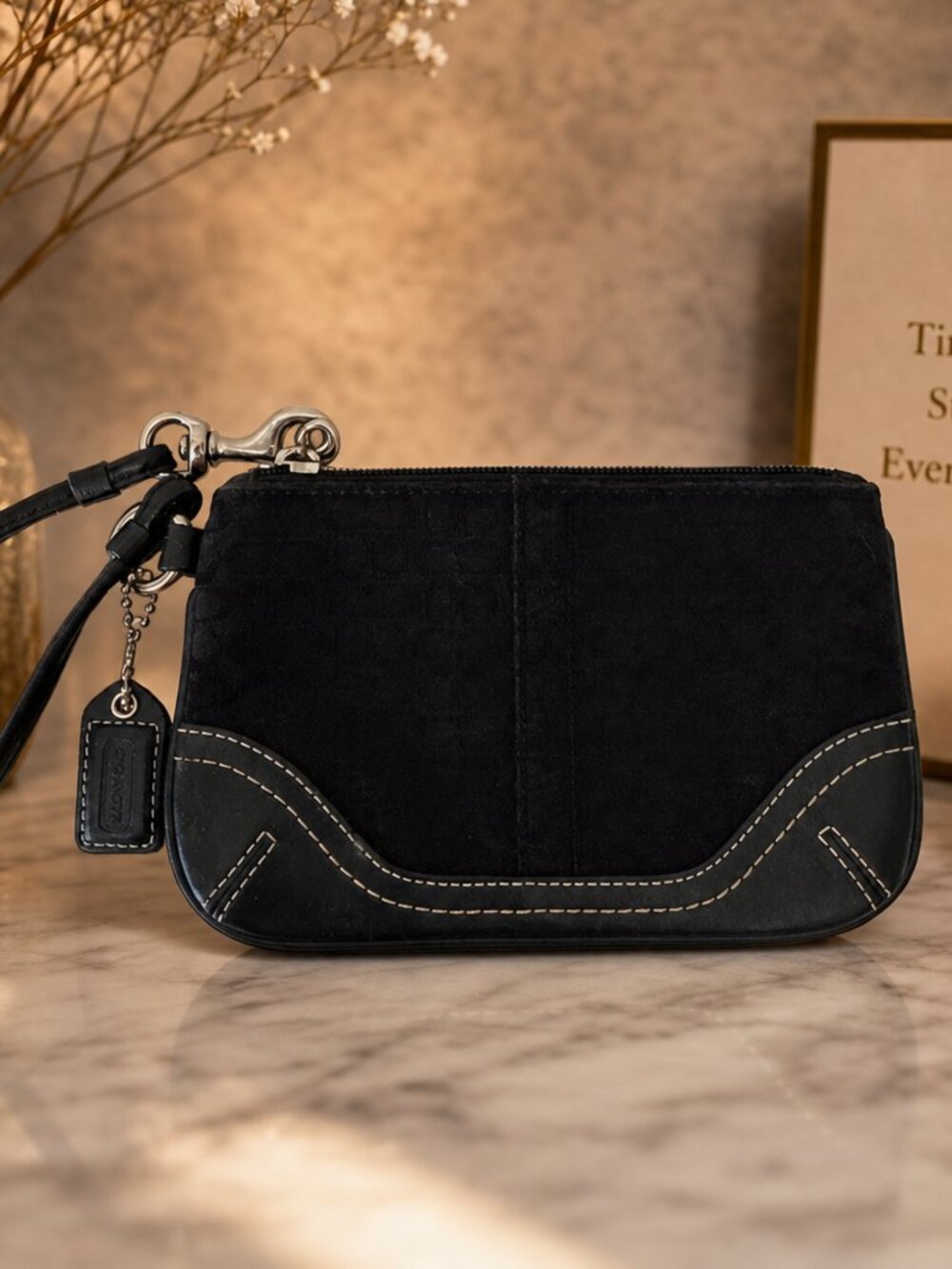 Coach Black Canvas &Leather Wristlet